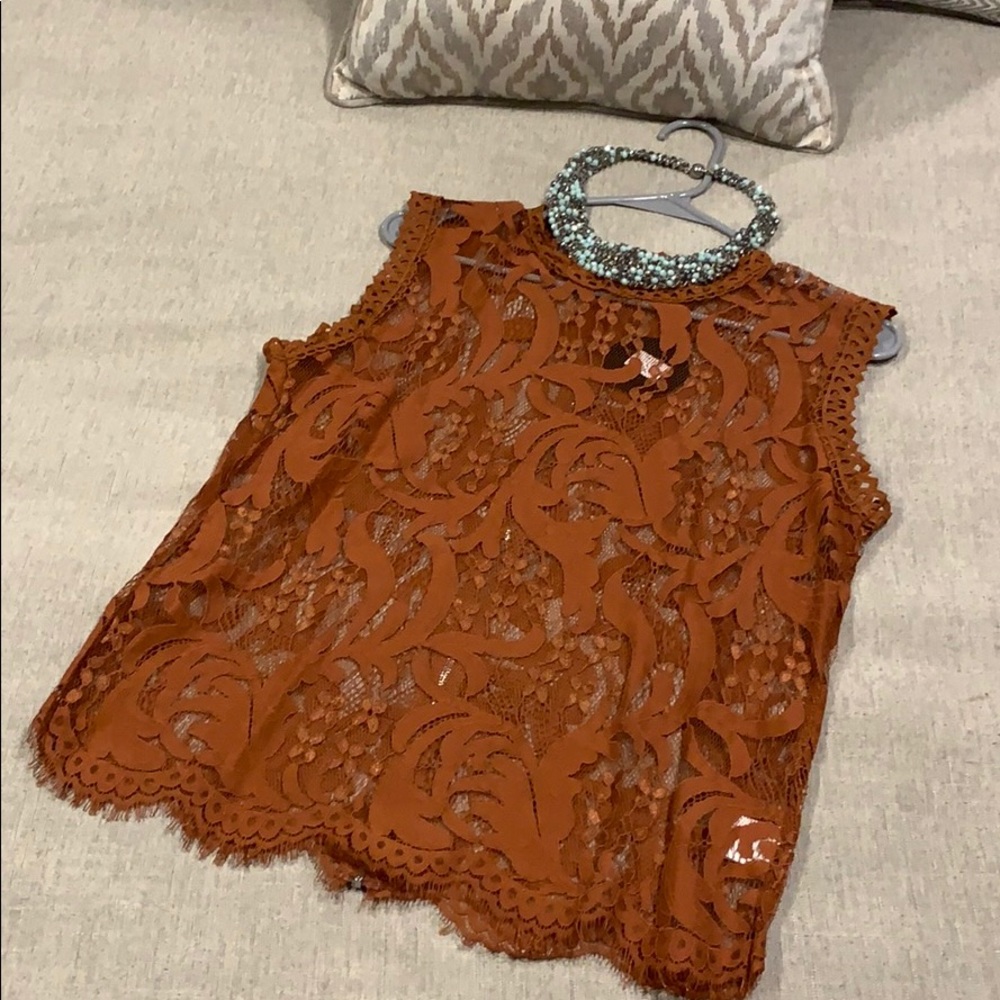 Pumpkin Spice Gorgeous Lace top - Picture 2 of 8